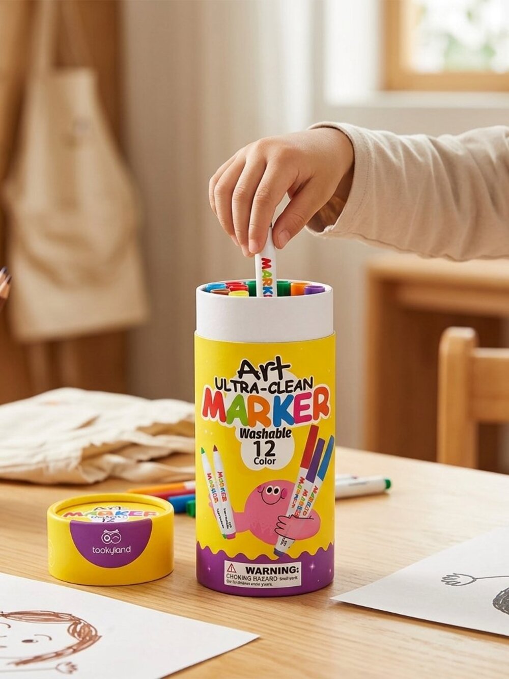 Washable Kids Art Markers 12 Color Non Toxic Coloring Set New